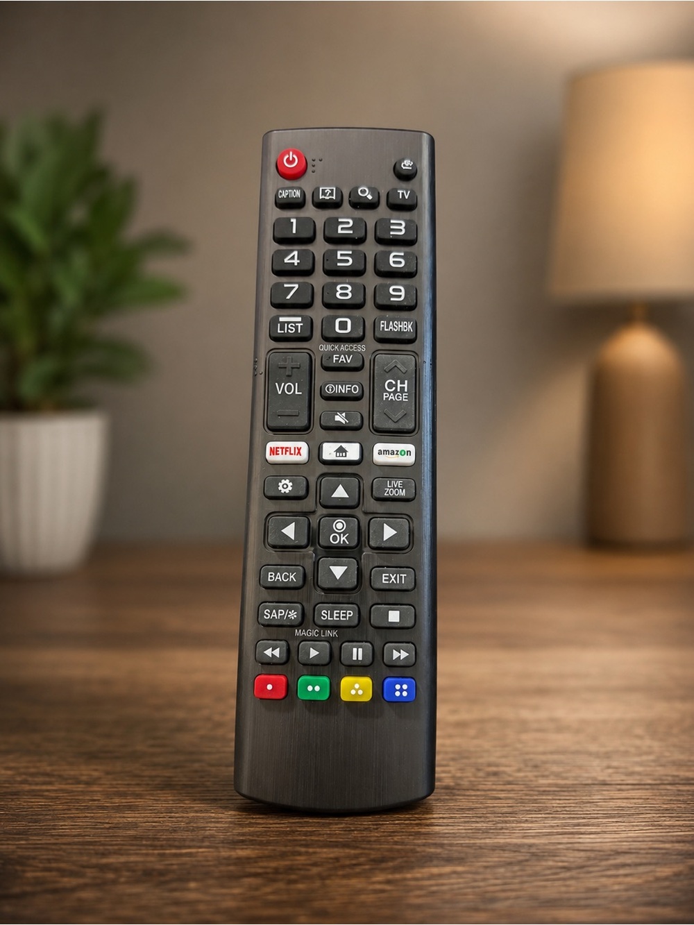 Black LG TV Remote with Streaming Shortcut Buttons